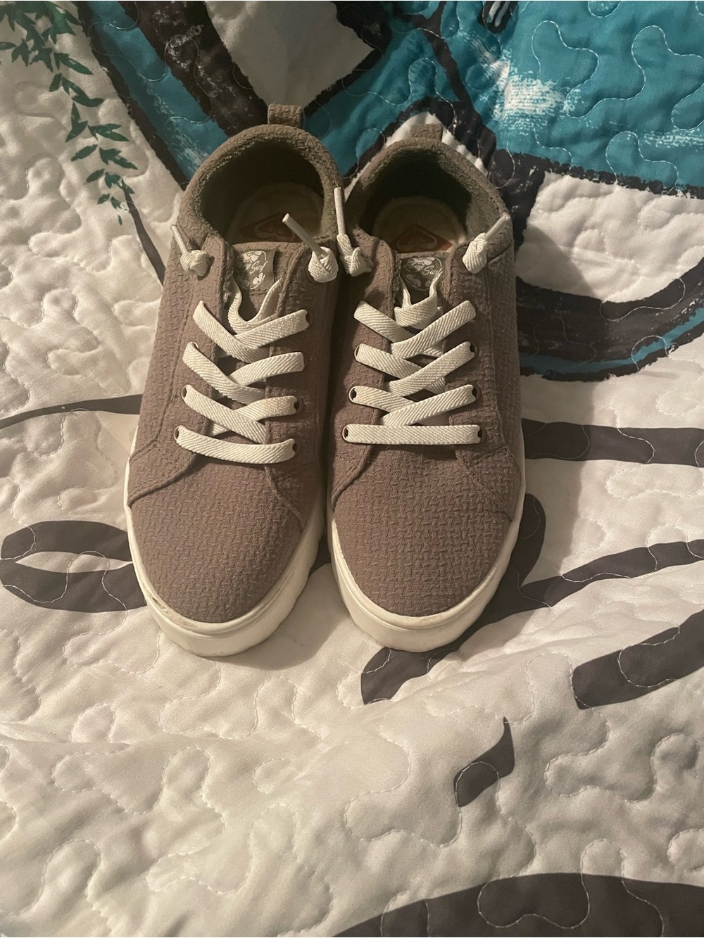 Roxy Women's Taupe Canvas Sneakers with White Laces